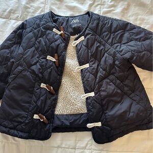 Zara Black Quilted Kids Jacket with Toggle